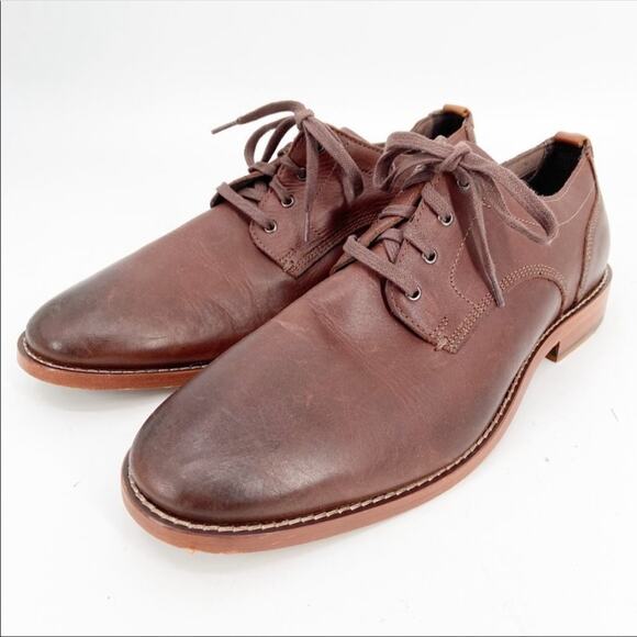 MENS COLE HAAN Dark Brown Mahogany Feathercraft Grand Blucher Oxford Lace Up 9 - Picture 1 of 10